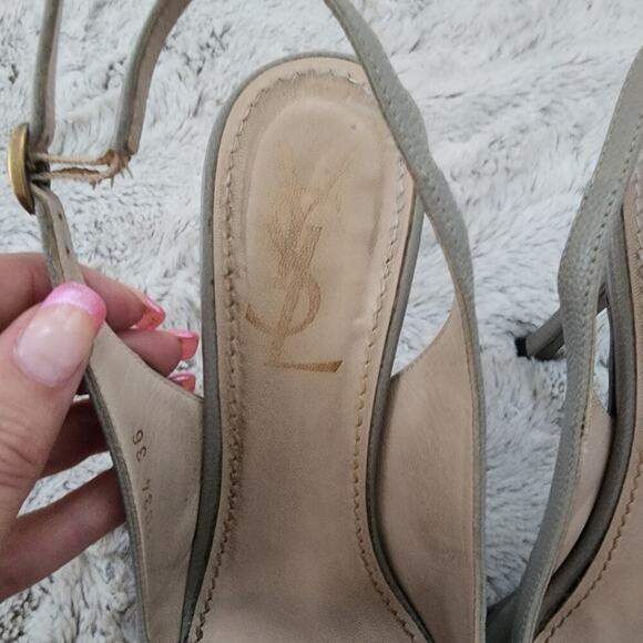 YVES SAINT LAURENT LEATHER GRAY PLATFORM HEEL SIZE 36 (6) - Picture 9 of 14